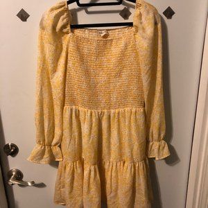 Yellow long sleeve floral dress